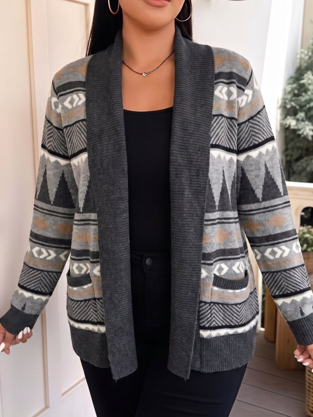 Jack by BB Dakota Aztec Print Open Front Cardigan
